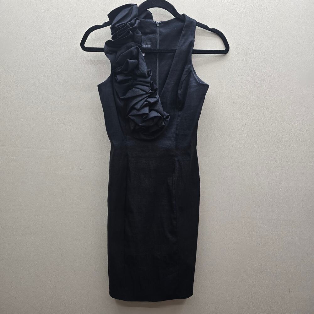 VTG Jessica McClintock Sleeveless Ruffle Cocktail Evening Dress Formal Black 4